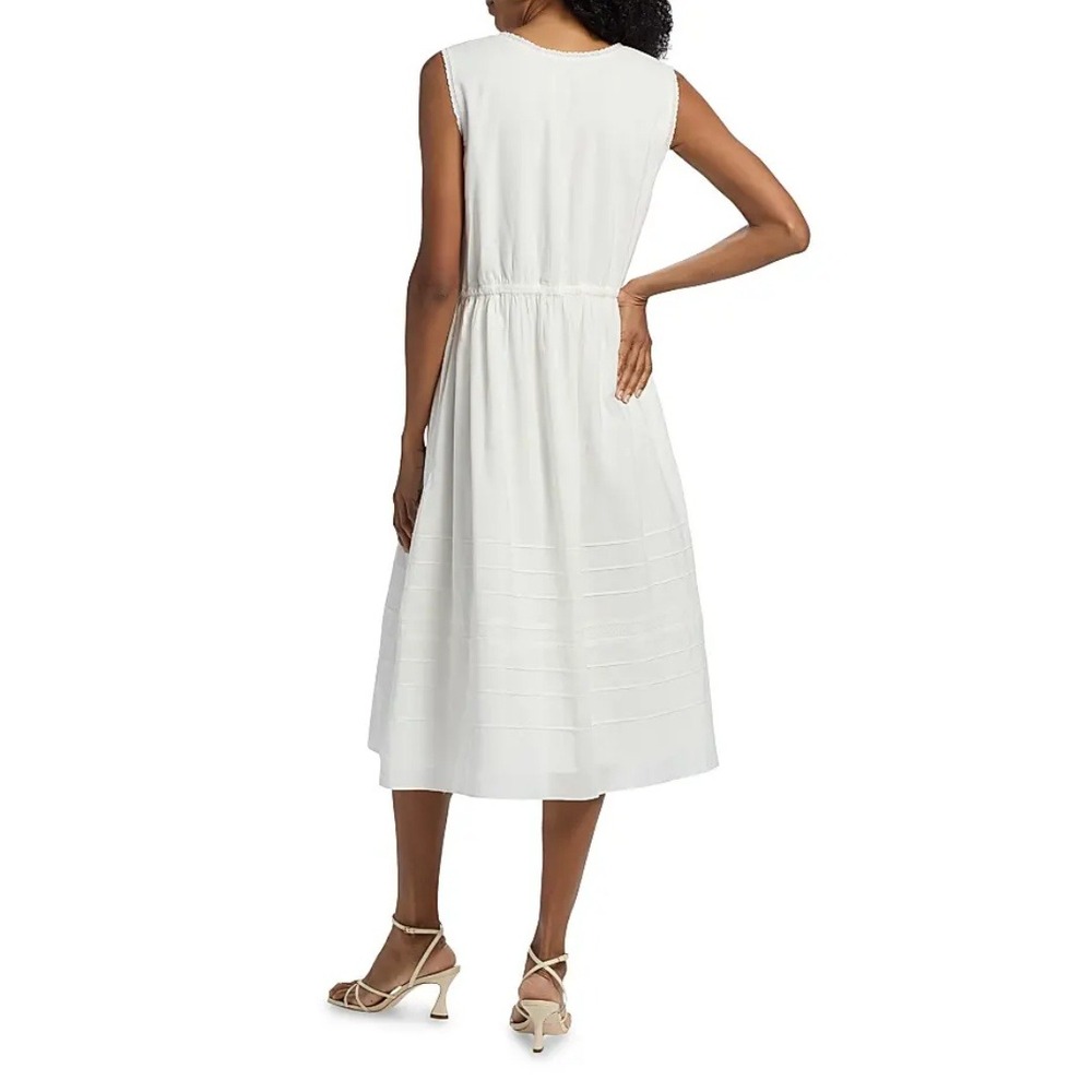 Reformation | Lonnie Embroidered Lace Cotton Blend Midi Dress in White | Size 0 - Picture 4 of 9